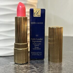 NEW Estee Lauder Signature Hydra Lustre Lipstick 05 PERFECT PINK Gold Tube HTF‎
